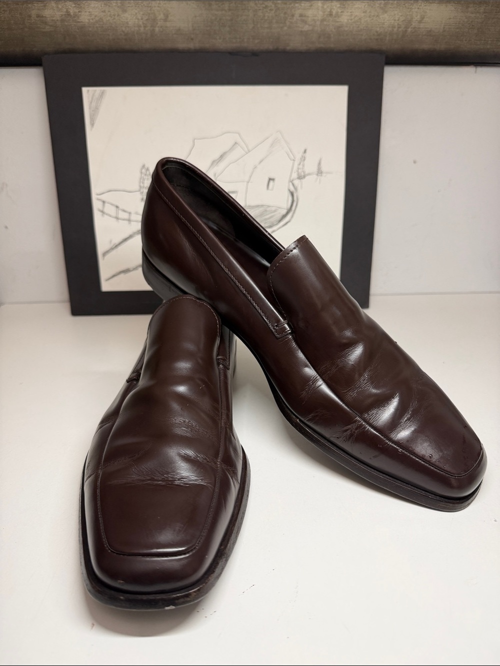 Prada Men’s Brown Loafers Slip On Size US 8.5